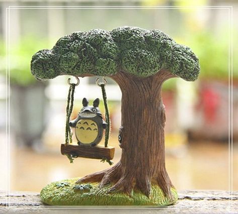 Studio Ghibli Diy, Mei Totoro, Tree Terrarium, Terrarium Accessories, Studio Ghibli Collection, Totoro Diy, Miniature Fairies, Miniature Terrarium, Tree Swing