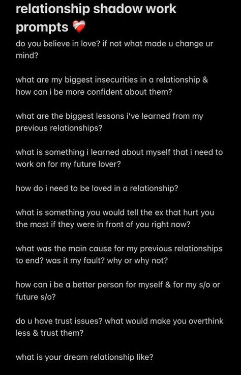 Journaling Relationship Prompts, Insecurities Shadow Work, Shadow Work About Relationships, Insecurity Prompts, Insecurity Shadow Work, Shadow Work Insecurities, Shadow Work For Insecurity, Shadow Work Questions Relationships, Relationship Shadow Work Prompts