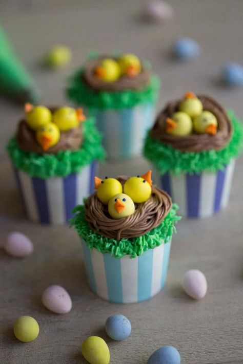 easter chick cupcakes | preppy kitchen Chick Cupcakes, Easter Cupcakes Easy, Easter Egg Cake, Easter Bunny Cupcakes, Easter Bunny Cookies, Orange Food Coloring, Easter Sweets, Preppy Kitchen, Easter Baking