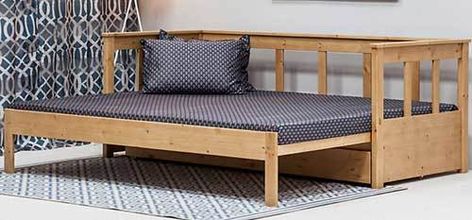 lit-2-place-gigogne-adulte Lit Flekke Ikea, Lit Banquette 2 Places, Bow Window, Banquette, Outdoor Bed, Outdoor Sofa, Woodworking Projects, Toddler Bed, Tiny House