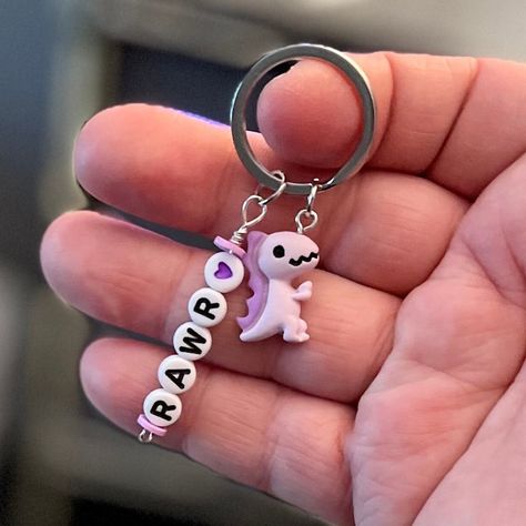 Etsy Find Dinosaur Gift Ideas, Dino Bracelet, Funky Keychains, Key Chains Aesthetic, Dino Gifts, Dino Keychain, How To Make Keychains, Dinosaur Rawr, Keychain Y2k