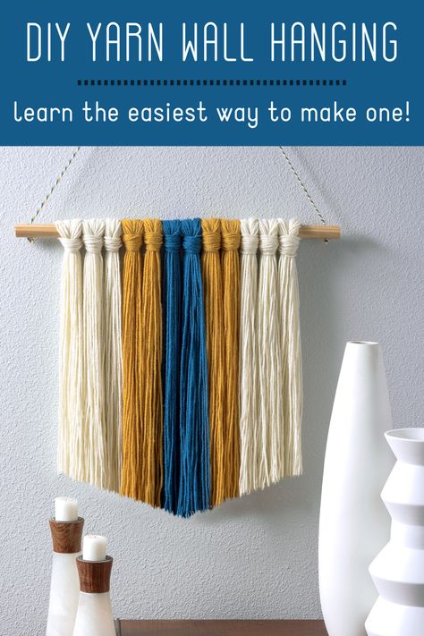 Diy Wall Hanging Yarn, Easy Yarn Crafts, Boho Yarn, Boho Ideas, Hanging Craft Ideas, Yarn Hanging, Yarn Wall Art, Unique Yarn, Hanging Craft