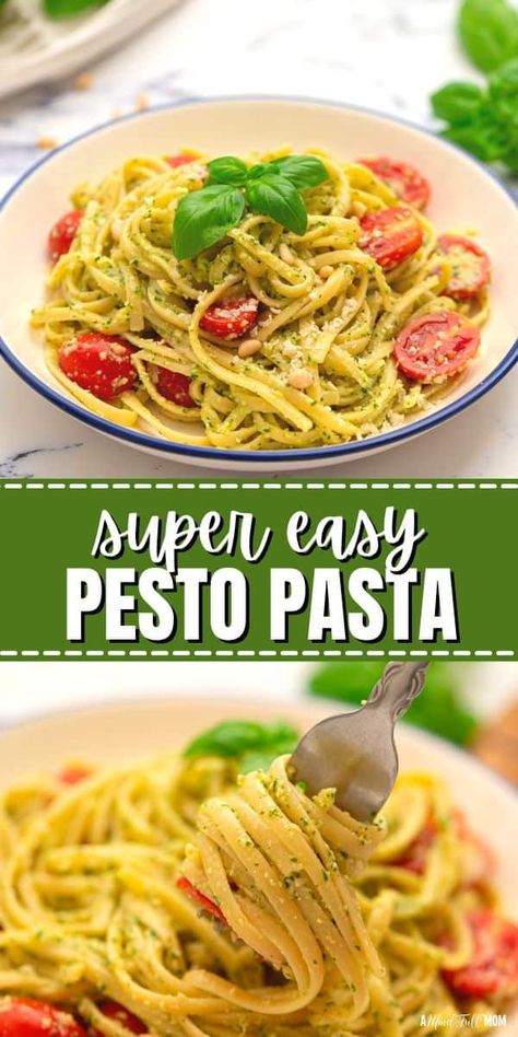 If you are looking for a quick and easy dinner recipe, look no further than this bold and flavorful recipe for Pesto Pasta! Made with tender pasta and vibrant homemade pesto, this 20-minute dinner recipe is packed with intense flavor. Dishes With Pesto Sauce, Pesto Sauce Recipe For Pasta, Pasta With Pesto Recipes, Easy Pesto Pasta Recipes, Basil Pesto Pasta Recipes, Pasta Pesto Recipes, Pesto Recipe Pasta, Pasta With Pesto Sauce, Presto Pasta