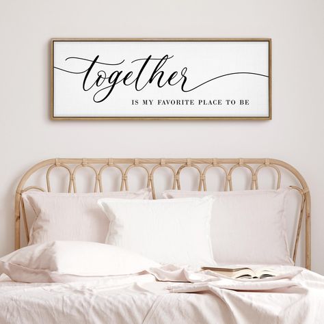 PRICES MAY VARY. Charming Wall Decor - The "Together Is My Favorite Place to Be" framed canvas brings warmth and charm to any space with its delightful quote and stylish design. High-Quality Materials - Crafted with care, this together is my favorite place to be sign canvas is made from premium materials, ensuring durability and longevity. The sturdy frame adds an elegant touch to the overall presentation. Good Fit And Easy Setup - Measuring 42"X15", this together is our favorite place to be sig Lyric Signs, Bathroom Decor Themes, Bedroom Frames, Kiss Me Goodnight, Always Kiss Me Goodnight, Bedroom Wall Colors, Decor Themes, Above Bed, Couple Bedroom