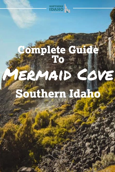 Mermaid Cove is near Twin Falls, Idaho. During the summer in Idaho the waterfall pools into a cove. It is beautiful to see from multiple views. The hike to Mermaid Cove is quick and easy! #mermaidcove #southernidaho #idahoadventures Explore Idaho, Idaho Vacation, Idaho Adventure, Southern Idaho, Twin Falls Idaho, Rexburg Idaho, Idaho Travel, Yellowstone Trip, Utah Vacation