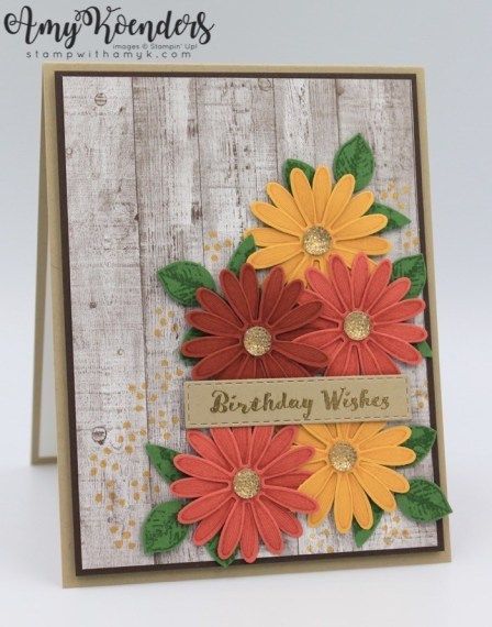 Stampin Up Daisy Lane, Fall Birthday Card, Stampin Up Karten, Stampin Up Birthday Cards, Birthday Women, Birthday Card Handmade, Bookmark Card, Daisy Cards, Homemade Birthday Cards