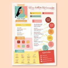 Creative Resumes For Graphic Designers, Creative Resume For Graphic Designer, Cute Resume Design, Cute Cv Design, Resume Ideas Creative, Resume Creative Design, Graphic Design Cv Creative, Resume Design Creative Graphic Designers, Graphic Design Resume Creative