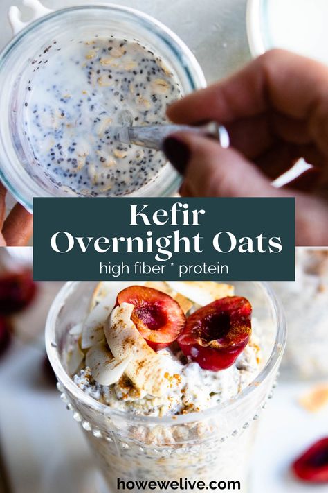 The struggle to prioritize protein in the morning is real for many of us, and that's where these overnight oats shine. Packed with 15 grams of protein, they provide a satisfying and sustaining start to your day. The addition of kefir, whether plain or flavored, elevates these oats by infusing them with additional protein and gut-friendly probiotics. It's a win-win for your taste buds and your digestive health! High Protein Macro Meals, Kefir Oatmeal, Kefir Flavors, Oats Healthy Breakfast, Prioritize Protein, High Protein Cheesecake, Fermented Milk, Breakfast Prep, Overnight Oats Healthy