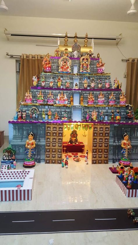 Bommala Koluvu Decoration, Golu Ideas Navaratri, Sankranti Decoration At Home, Bommala Koluvu Ideas, Golu Decoration Ideas, Diy Golu Dolls, Gauri Decoration, Navaratri Golu, Eco Friendly Ganpati Decoration