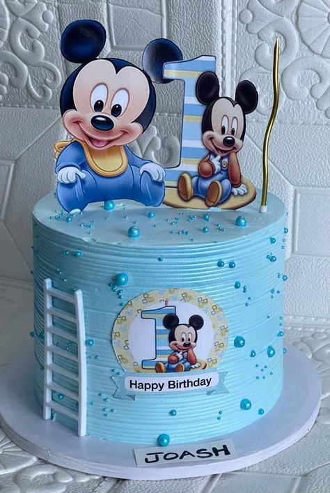 Cake Designs Birthday Kids Boy, Mickey Bebe, 50th Wedding Anniversary Cakes, Spiderman Cake Topper, Baby Birthday Party Decorations, Bolo Mickey, Wedding Anniversary Cakes, Mickey Baby, Simple Cake Designs