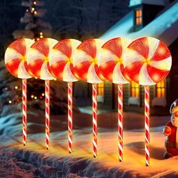 These would be PERFECT for "Candy Cane Lane" Flashmen 6PK 28inch Christmas Lollipop Pathway Light Outdoor Christmas Decorations 8 Lighting Modes Flickering Candy Marker Waterproof Outdoor Christmas Pathway Light 18ft (Red) Pathway Decor, Christmas Pathway Lights, C9 Christmas Lights, Christmas Lollipops, Red Vines, Flickering Lights, Outdoor Lighting Landscape, Lampe Decoration, Christmas String Lights