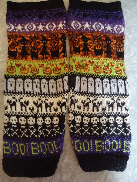 Halloween Fair Isle, Halloween Fair Isle Chart, Halloween Knitting Charts, Double Moss Stitch, Double Seed Stitch, Halloween Knitting Patterns, Halloween Sweaters, Halloween Knitting, Leg Warmers Pattern