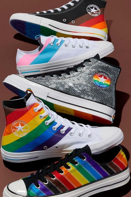 Converse 2020, Pride Converse, Genderqueer Fashion, Pride Shoes, Fifth Anniversary, Rainbow Sneakers, Lgbtq Funny, Pride Collection, Bright Fashion