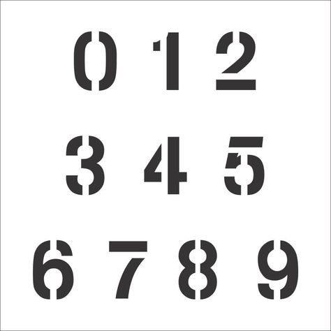 Stencils for creating Arial font numbers, available in a variety of sizes and#tattoofonts #numberink #numerictattoo #fonttattoo #tattooideas Caslon Font, Stencil Numbers, Diy Signage, Number Calligraphy, Number Tattoo Fonts, Make Labels, Font Numbers, Number Fonts, Number Tattoos