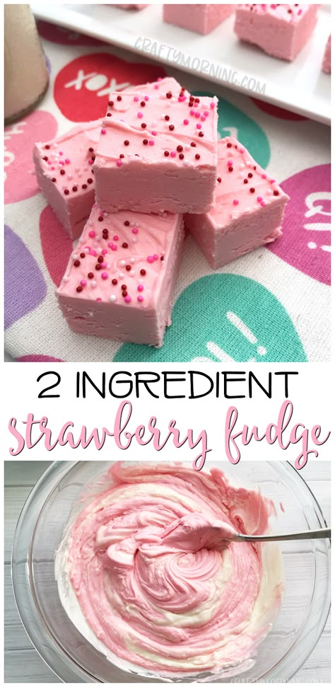 Make this yummy 2 ingredient strawberry fudge for a Valentine's Day treat! Easy valentine fudge to give for gifts. Pink dessert idea for parties. Valentines day treat dessert idea. Valentine Fudge, Valentines Strawberries, Strawberry Fudge Recipe, Strawberry Valentines, Strawberry Fudge, Strawberries Ideas, Valentines Dessert, Valentines Recipes Desserts, Pink Dessert