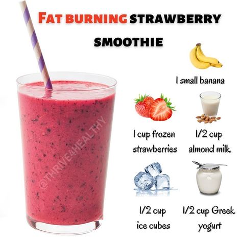 Easy Healthy Smoothies, Nutrition Sportive, Smoothie Drink Recipes, Healthy Drinks Smoothies, Fat Burning Smoothies, Healthy Drinks Recipes, Strawberry Smoothie, Easy Smoothies, Fruit Smoothie Recipes