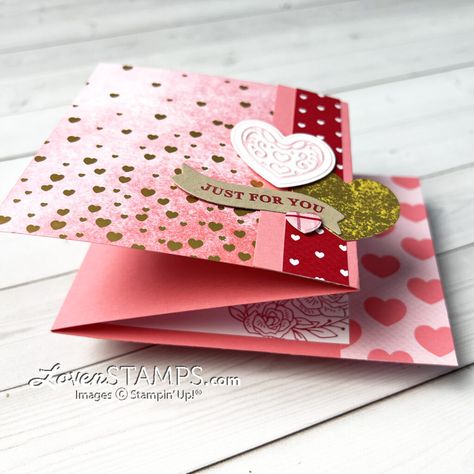 Stampin Up Wedding Cards, Free Stamps, Sweet Box, Embossed Paper, Fancy Fold Cards, Card Tutorial, Card Kits, Paper Hearts, Fancy Folds