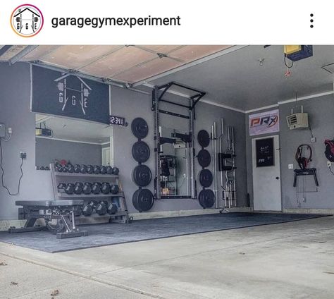 Home Gym Ideas Small Garage, Home Gyms Ideas Garage, Garage Gym Design, Ruang Gym, Home Gym Ideas Small, Small Home Gyms, Garage Gyms, Home Gym Basement, Dream Home Gym