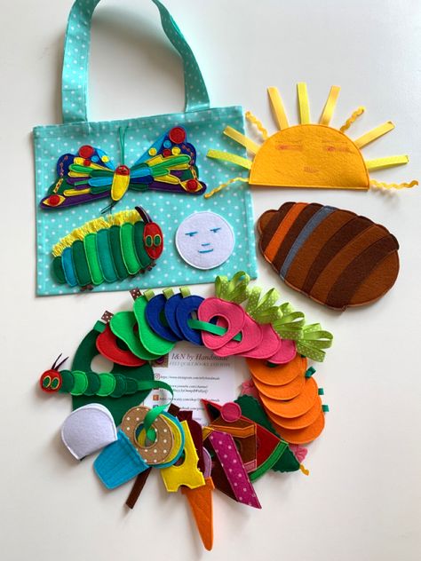 Very Hungry Caterpillar Felt Template, The Very Hungry Caterpillar Butterfly, Caterpillar Butterfly, Hungry Caterpillar Craft, Hungry Caterpillar Activities, Felt Games, Felt Story, Caterpillar Craft, Felt Board Stories