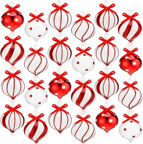 Rich in Quantity: you will receive 24 pieces of glass peppermint candy ornaments with bow and rope in 6 designs, cute and funny, suitable for you to share and decorate your Christmas tree or other items on Christmas, you'll have ample supply to fulfill your decoration needs Candy Christmas Tree Ornaments, Peppermint Candy Christmas Tree, Peppermint Candy Ornaments, Peppermint Ornament, Peppermint Tree, Christmas Tree Party, Candy Christmas Tree, Candy Tree, Candy Cane Christmas Tree