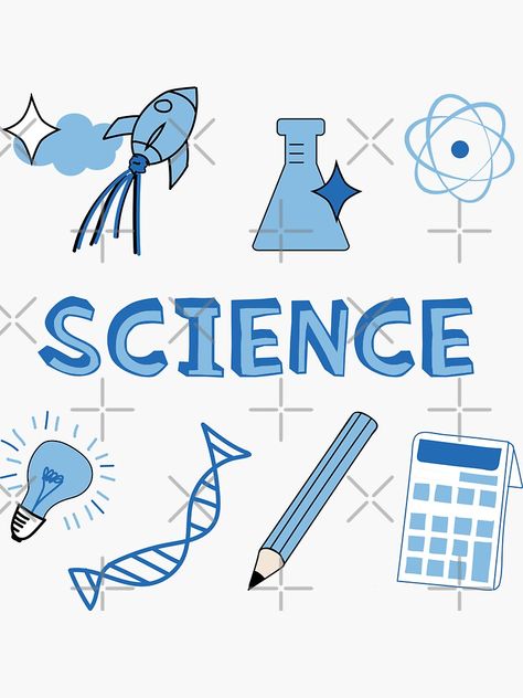 "Light Blue Science School Subject Sticker Pack" Sticker by The-Goods | Redbubble Mapeh Subject Design Logo, Subject Labels Free Printables Aesthetic, Science Title Page Ideas, Mapeh Subject Design, Science Notebook Cover, Student Binder Covers, Logo For School, School Binder Covers, Notebook Labels