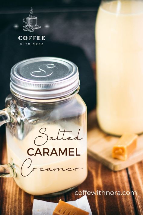 Elevate your coffee experience with our irresistible salted caramel coffee creamer. Enjoy the luxurious taste of caramel blended perfectly with the richness of your favorite brew. Homemade Sweet Coffee Creamer, Diy Salted Caramel Coffee Creamer, Carmel Creamer Diy, Homemade Salted Caramel Coffee Creamer, Diy Flavored Coffee Creamer, Salted Caramel Creamer Recipe, Carmel Coffee Creamer Recipe, Carmel Coffee Creamer, Homemade Caramel Coffee Creamer