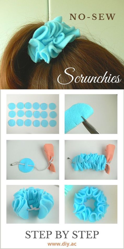 Types Of Scrunchies, Tropisk Fest, Scrunchie Tutorial, Diy Scrunchie, Anna Craft, Easy Craft For Kids, Flower Scrunchie, How To Make Scrunchies, Girls Hair Bows Diy