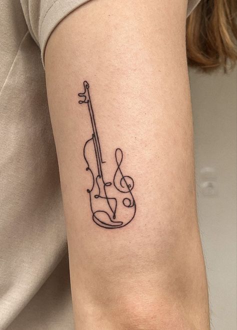 Viola Tattoo Instrument, Music Aesthetic Tattoo Ideas, Violin Flower Tattoo, Violin Tattoos For Women, Instrument Tattoo Ideas, Fine Line Violin Tattoo, Violin Bow Tattoo, Violin Tattoo Minimalist, Violin Tatoos