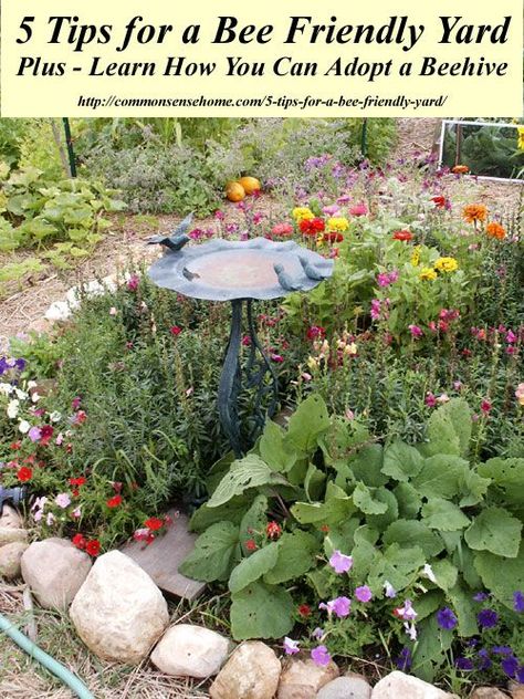 5 Tips for a Bee Friendly Yard: Turn your landscape into a bee safe oasis to protect our honeybees and native bees, plus beehive adoption info. Bee Bath, Herb Garden Ideas, Bee Friendly Garden, Herb Gardening, Bee Garden, Bee Friendly, Pollinator Garden, Save The Bees, Growing Herbs