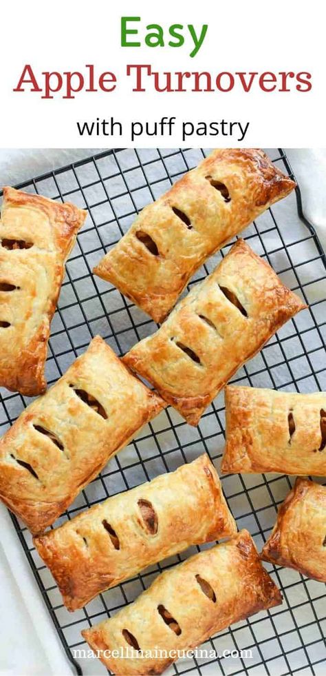 Apple Turnover Puff Pastry, Apple Blossom Puff Pastry, Apple Pie Turnovers Puff Pastries, Things To Make With Pie Filling, How To Make Apple Turnovers, Apply Pie Recipe Easy, Apple Pie Bites Puff Pastry, Puff Pastry With Pie Filling, Apple Pie With Puff Pastry Crust