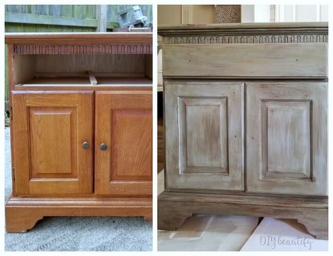 Update oak dressers with a weathered wood look and new hardware for a total makeover! More details at DIY beautify! Wood Makeover, Oak Dressers, Bedroom Furniture Redo, Refinish Furniture, Diy Dresser Makeover, Oak Bedroom Furniture, Bedroom Furniture Makeover, Faux Brick Walls, Oak Dresser