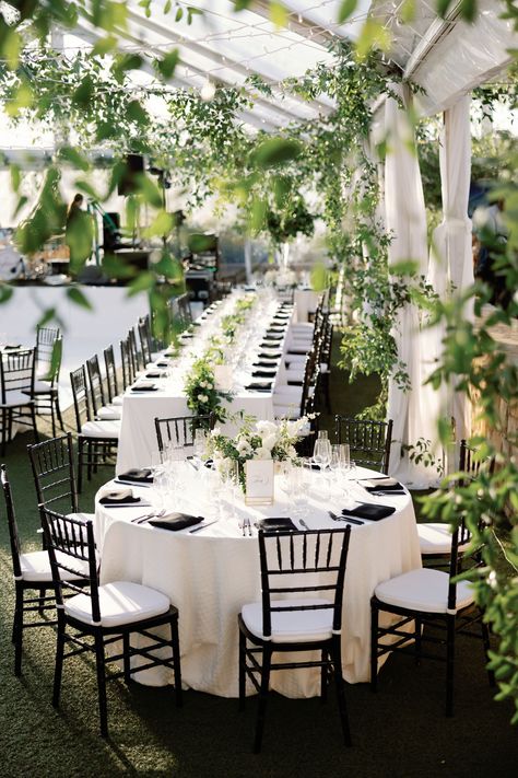 Garden Wedding Black And White, Outdoor Black Tie Event, Black Tie Winery Wedding, Black And White Aesthetic Wedding Reception, Southern Black Tie Wedding, Black And White Forest Wedding, Black Tie Outdoor Wedding Reception, Summer Black And White Wedding, Outdoor Black Tie Wedding