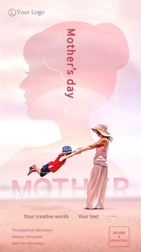 Mother's Day Poster Template #Mother's Day #poster Mothers Day Advertising, Creative Wedding Invitations Design, Mothers Day Ad, Mother's Day Poster, Mothers Day Post, Graphic Design Cv, Mother's Day Banner, Mother's Day Background, Education Banner