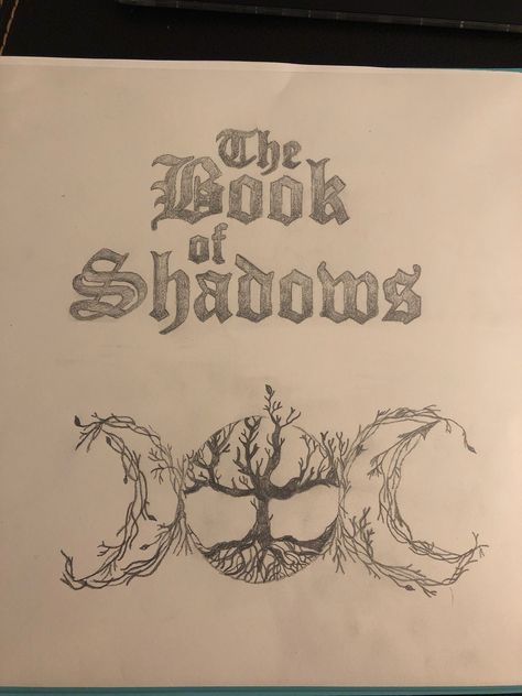 This is the cover I made for my Book of Shadows. Book Of Shadows Decoration, Shadow Book Cover Ideas, Book Of Shadows Cover Ideas Diy, Grimoire Ideas Cover Page, Book Of Shadows Front Cover, Book Of Shadows Intro Page, Grimoire Title Page Ideas, Shadow Book Cover, Book Of Shadows Front Page