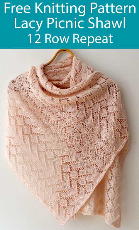 Free Knitting Pattern for Lacy Picnic Shawl Free Knit Shawl Patterns, Stole Pattern, Lace Shawl Pattern, Shawl Knitting, Knitting Patterns Free Scarf, Knitted Shawl, Free Scarf, Lace Knitting Patterns, Knitting Blogs