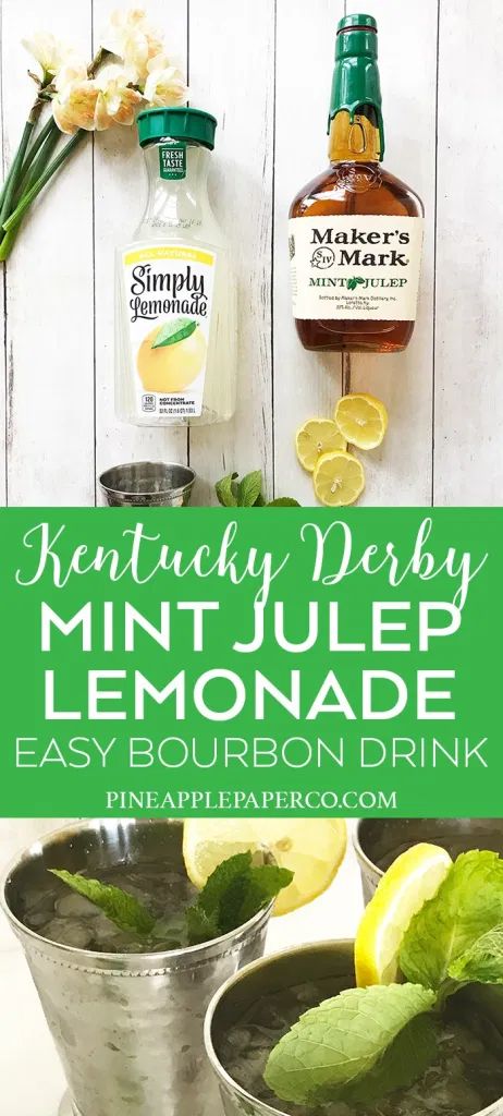 Mint Julep Lemonade is a Simple Bourbon Drink Recipe that is perfect for the Kentucky Derby or Summer parties! With just a few ingredients, you can make this easy twist on the classic derby drink - the Mint Julep! #kentuckyderby #bourbon #mintjulep #cocktailrecipes #drinkrecipes #summerdrinks Easy Mint Julep Recipe, Best Mint Julep Recipe, Mint Julep Recipe Kentucky Derby, Kentucky Derby Drinks, Bourbon Drinks Recipes, Kentucky Derby Food, Kentucky Derby Recipes, Bourbon Drink, Kentucky Derby Mint Julep