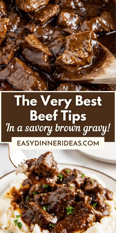 Essen, Best Beef Tips, Beef Tips And Rice, Beef Tip Recipes, Beef Tips And Gravy, Stew Meat Recipes, Beef Gravy, Brown Gravy, Beef Tips