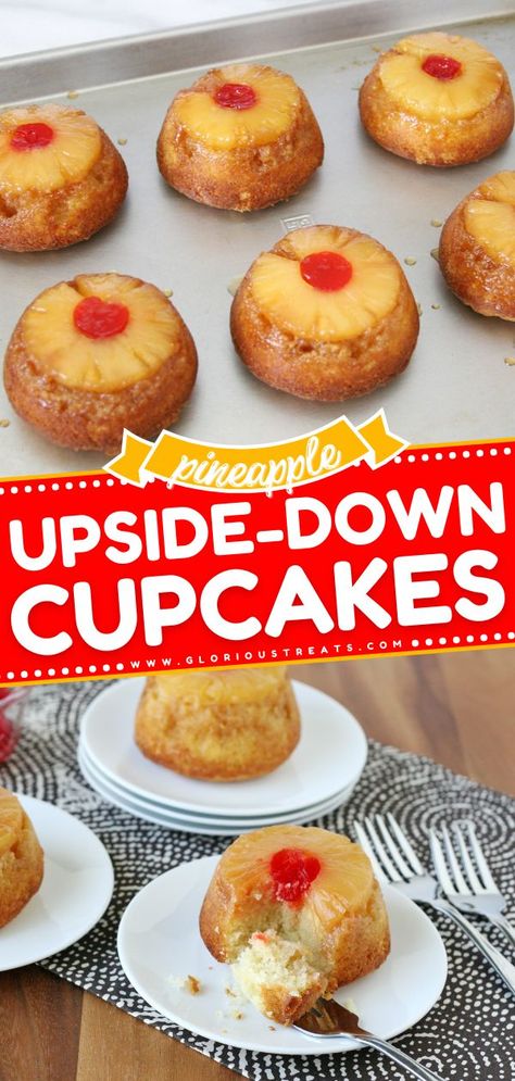 Pineapple Upside-down Cupcakes, easy 4th of july desserts, fruit desserts, summer recipes Upsidedown Pineapple Cupcakes, Pineapple Upside Down Cupcakes Recipe, Easy Upside Down Cupcakes, Pine Apple Upside Down Cupcakes, Pineapple Upside Down Muffins Cupcakes, Pineapple Upsidedown Cupcakes Recipes, Pineapple Upside Down Pound Cake Bites, Homemade Pineapple Upside Down Cake From Scratch, Pineapple Upside Down Cake Recipe From Scratch Homemade