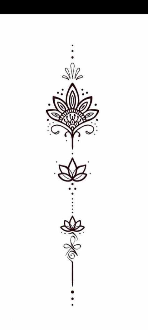 Long Mandala Design, Long Lotus Flower Tattoo, Long Mandala Tattoo, Jamie Tattoo, Tattoo Peito, Hand Tatts, Ornamental Elements, Mandela Designs, Small Mandala Tattoo