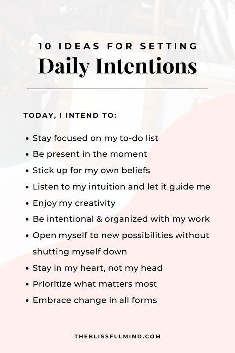 Daily intentions are a powerful way to stay focused on your goals. Learn what daily intentions are and see examples to get you started. Intentions For Journaling, How To Focus On Goals, Crystal Intentions Examples, How To Focus On Your Goals, How To Stay Focused On Goals, How To Stay Focused, How To Better Yourself Motivation, Focus On Your Goals Motivation, Intention Affirmations