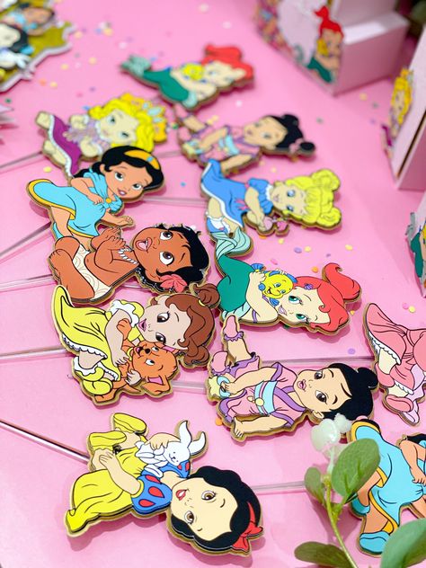 Disney Princess Cupcake Toppers, Princess Birthday Cupcakes, Baby Princess Party, Princess Theme Cake, Disney Princess Birthday Cakes, Disney Princess Cupcakes, Baby Shower Princess Theme, Disney Princess Theme, Princess Cupcake