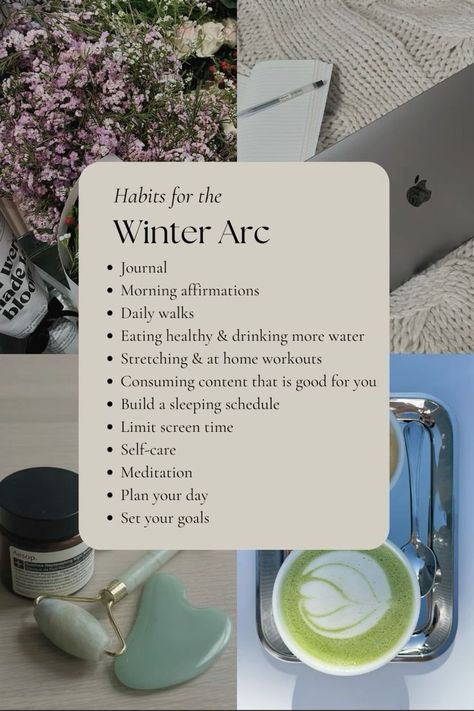 #WinterGlowUp #WinterBeautyTips #GlowUpGoals #WinterSkincare #GlowingSkin #WinterMakeup #GlowingFromWithin #WinterWellness #GlowUpChallenge #WinterSelfCare #GlowingAllSeasons #WinterBeautyRoutine #GlowingInColdWeather Vision Board November, Winter Selfcare Aesthetic, Winter Arc Motivation Aesthetic, Winter Arc Vision Board, Winter Arc Plan, Winter Habits, Winter Arc Motivation, Winter Arc, Winter Wellness