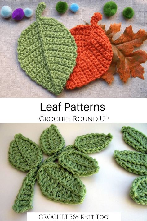 These crochet leaf patterns are great for finishing up fall projects! #crochet #crochet365knittoo #crochetpattern #crochetleaf #crochetleafpattern #fallcrochet Crochet Leaf Pattern Diagram, Crocheted Leaf Pattern, Crochet Leaf Motif, Easy Leaf Crochet Pattern, Leave Crochet Pattern Free, Large Leaf Crochet Pattern Free, Easy Crochet Leaves Free Pattern, Leaf Crochet Square, Crochet Leaf Pouch