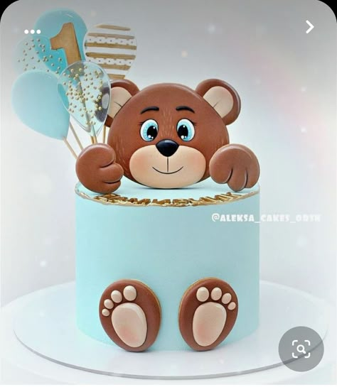 Happy Birthday Cake Ideas, Birthday Cake Ideas For Kids, Cake Designs For Boy, 1st Bday Cake, Boys 1st Birthday Cake, Baby Boy Birthday Cake, Animal Birthday Cakes, Baby First Birthday Cake, Teddy Bear Cakes