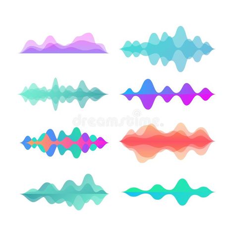 Amplitude color motion waves. Abstract electronic music sound voice wave vector set royalty free illustration Voice Illustration, Sound Illustration, Sound Waves Design, Audio Waves, Wave Vector, Waves Abstract, Music Waves, Wave Illustration, Waves Vector