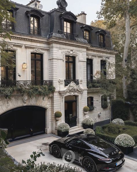 Architectural & Interior Design | Embrace the allure of French sophistication at our luxurious mansion, where classic architecture meets modern elegance. Adorned with… | Instagram Elegant Architecture Design, French Modern House Exterior, Classic Mansion Interior, French Mansion Exterior, Modern French Chateau Interiors, French House Exterior, Dream House White, French Architecture Interior, Luxury Homes Dream Houses Modern