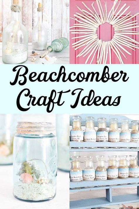 So, you've gone to the beach and collected shells, sea glass, and driftwood- now what? Here are some fun craft and DIY ideas for a beachcomber! Wonderful ways to show off and enjoy your beach treasures. Diy Shell Decor Ideas, Sand And Shell Display Ideas, Beach Finds Crafts Ideas, Sand Display Ideas, Sea Shell Display Ideas, Sand Display, Diy Seashell Crafts, Luau Crafts, Gone To The Beach