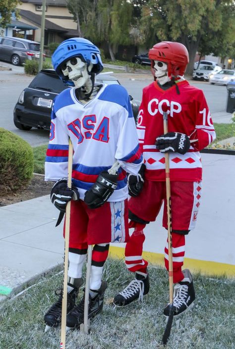 Hockey Skeleton, Hockey Halloween Costume, Miracle On Ice, Hockey Halloween, Hockey Team Gifts, Halloween History, 40 Year Anniversary, Hockey Party, Hockey Gear