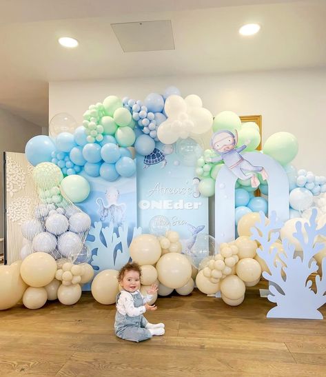 One-der the sea 🐋🐳🌊 Featuring our under the sea backdrop and cut outs for the lovely @naomibanjo - the most organised party planning mama o know 💙🙌🏼. Styled by @theessexballoonhut and @luxurysoftplaycompany #firstbirthday #undertheseaparty #kidspartyideas #firstbirthdayparty Oneder The Sea Backdrop, Under The Sea Backdrop, One Der The Sea, Sage Birthday, Ocean Party Decorations, Sea Backdrop, Sea Birthday Party Decorations, Ocean Birthday Party, Under The Sea Birthday Party