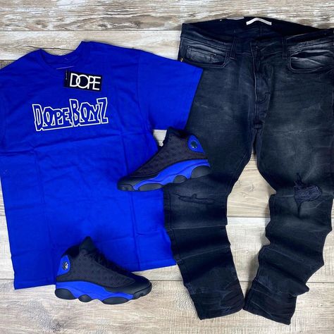 Jordan 13 Outfit Men, Air Jordan 13 Outfit, Jordan 13 Outfit, Powder Blue Outfit, Black Teens Fashion, Boys School Outfits, Young Mens Fashion, Teeth Bleaching